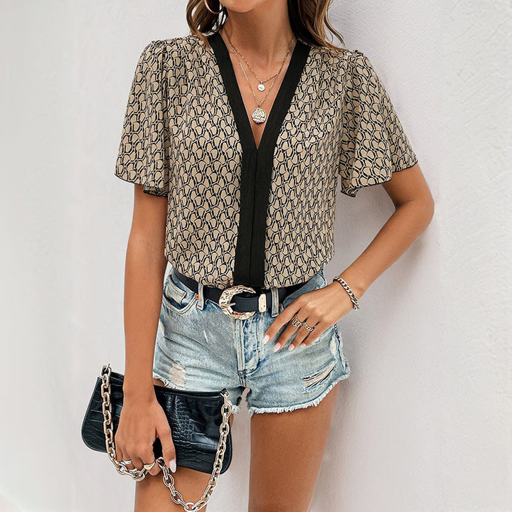 Women's Bodysuit with Modern Puff Sleeves and Elegant V-Neck Lune London