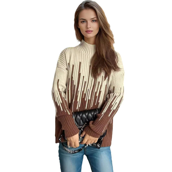 Pull femme tendance avec motif en relief et dégradés de couleurs harmonieux Chic & Stil