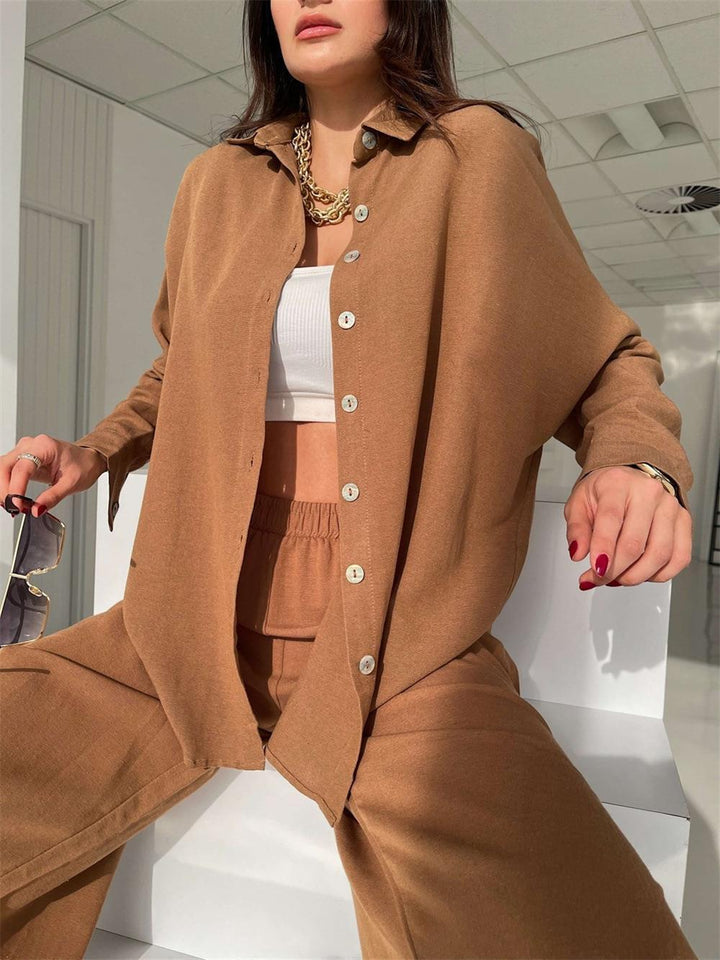 Tenue d'été décontractée pour femmes avec blouse surdimensionnée et pantalons larges Lune London