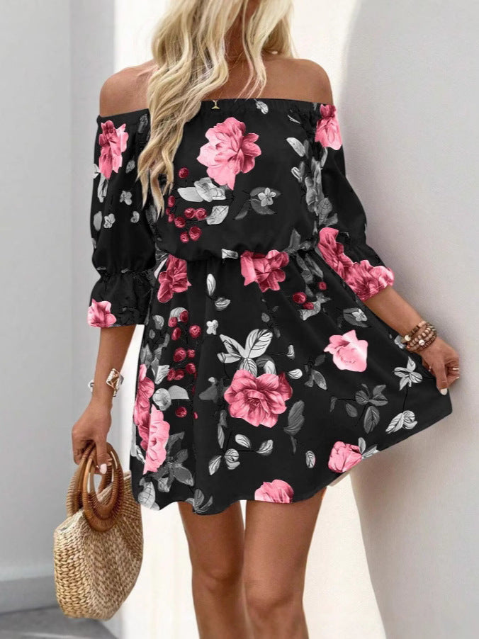 Boho dress for women with floral pattern Lune London