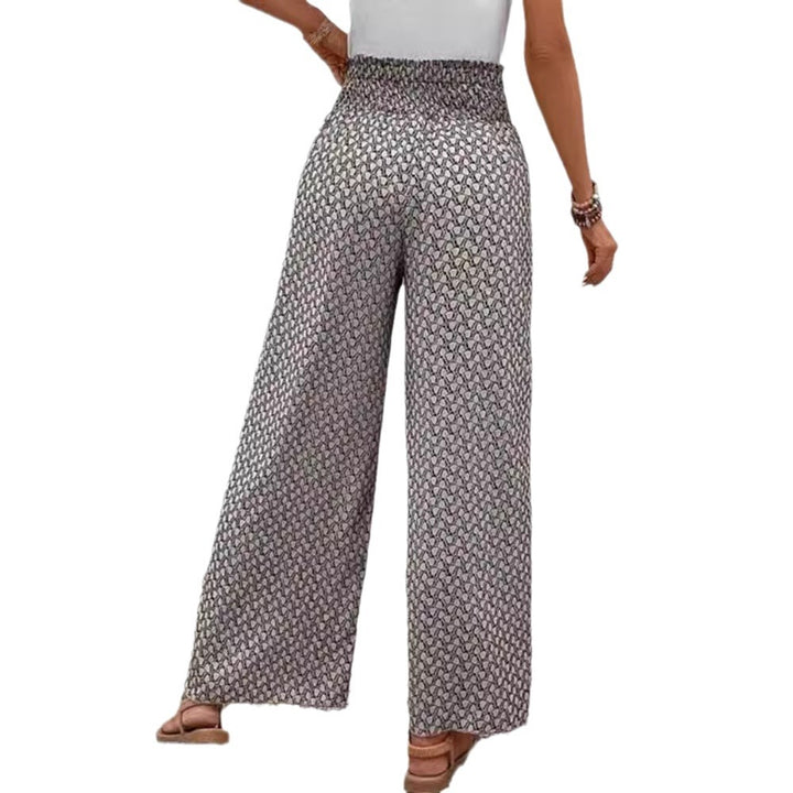 Pantalons larges taille haute pour femmes avec ceinture élastique et motif graphique Chic & Stil