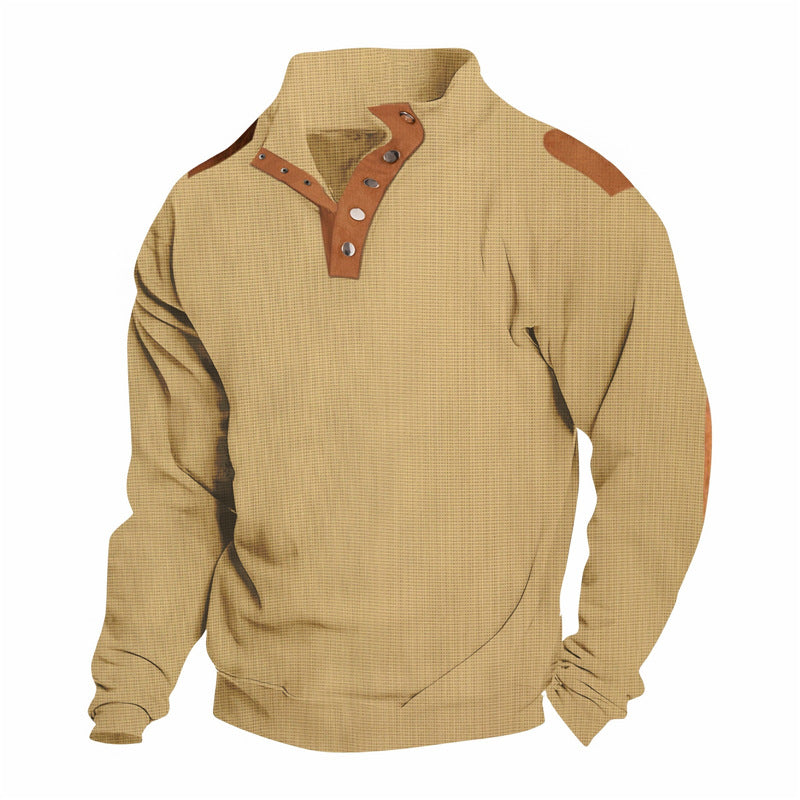 Casual men's sweater with a trendy button placket and reinforced shoulders Lune London