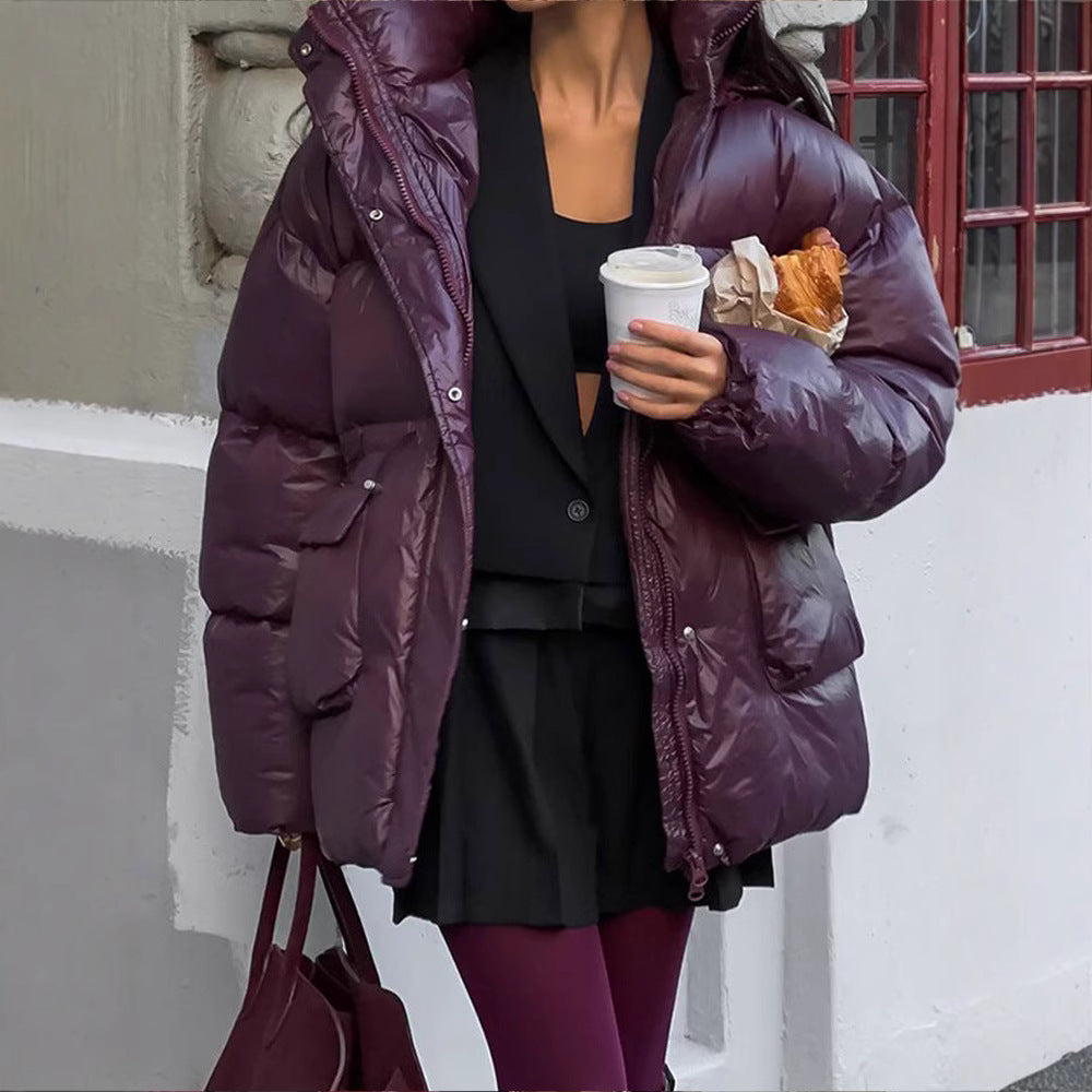 Women Winter Down Jacket with adjustable drawstring waist and hood Lune London
