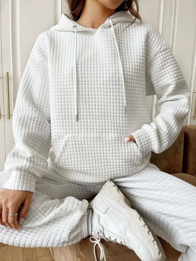 Haut en waffle pour femmes avec poche kangourou et coupe décontractée Chic & Stil