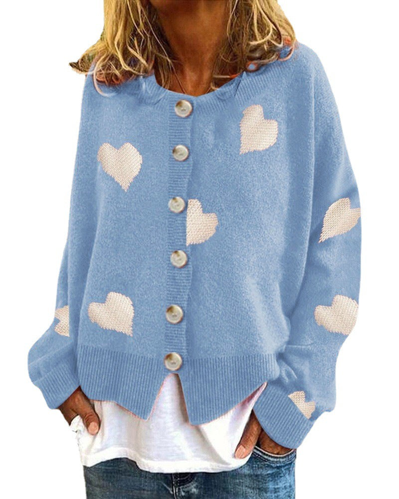 Knit jacket for women with heart pattern and trendy cut Lune London