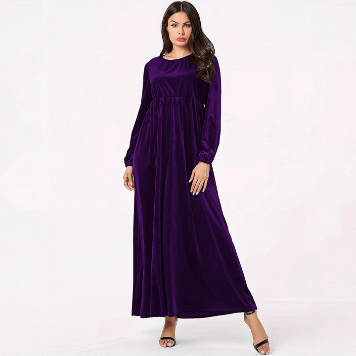 Maxi dress for women in luxurious velvet with elegant draping Lune London