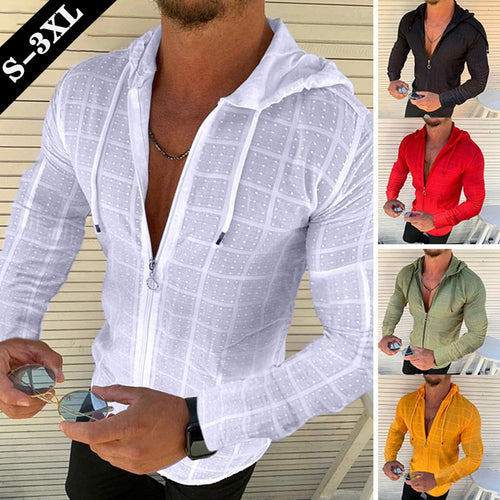 Men's Sporty Long Sleeve Jacket with Innovative Texture Pattern and Practical Zipper Lune London