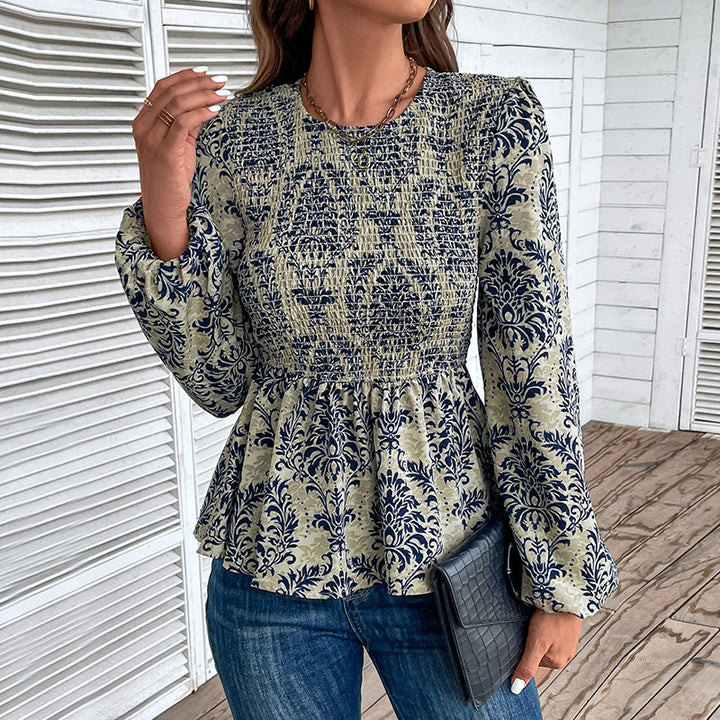 Elegant shirt for women with voluminous sleeves and a floral pattern Lune London