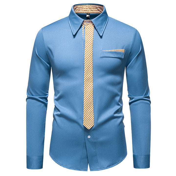 Men's long-sleeve shirt with an innovative collar design and a practical chest pocket Lune London
