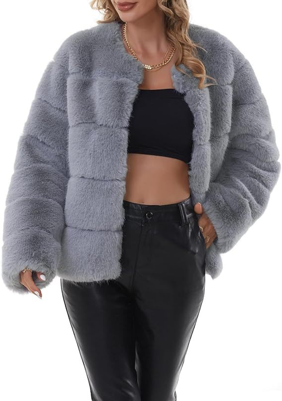 Ladies Chic and Stylish Faux Fur Jacket