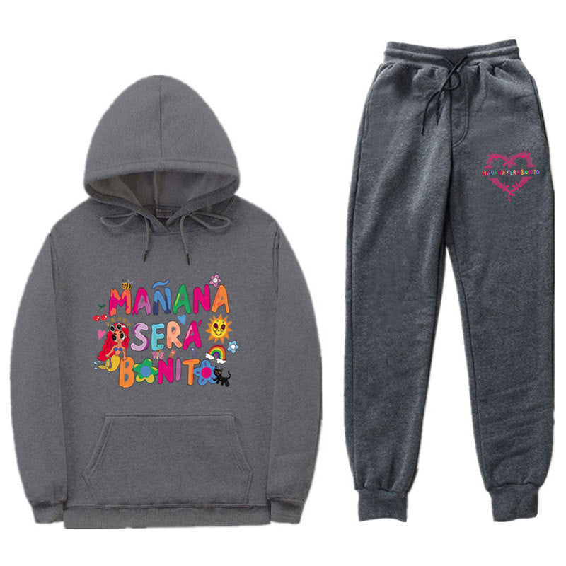 Women's Sweatshirt and Jogging Pants Set with Colorful Print Lune London