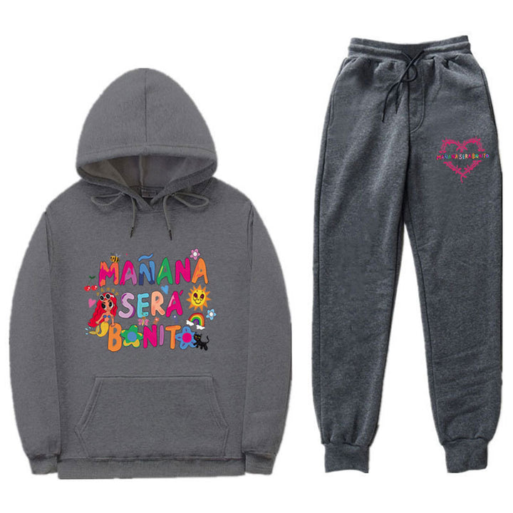 Women's Sweatshirt and Jogging Pants Set with Colorful Print Lune London