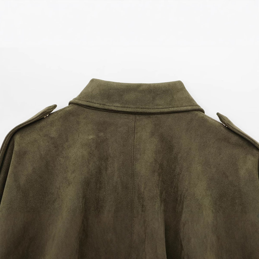 Ladies oversized synthetic leather garment with modern cut and trendy cord Lune London