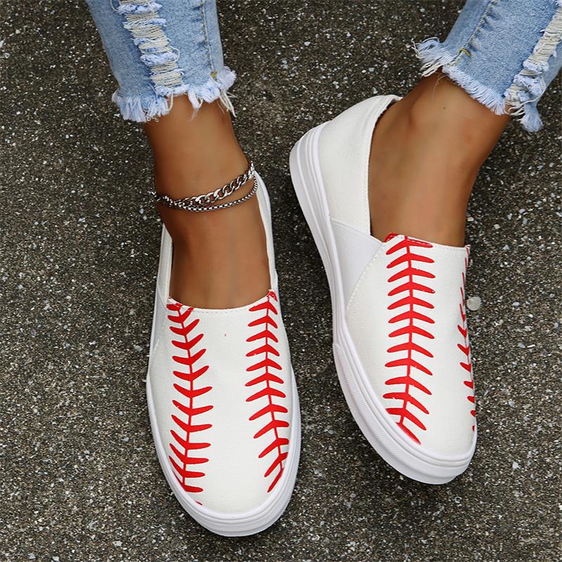 Casual slip-on sneakers for women with sporty baseball design Lune London