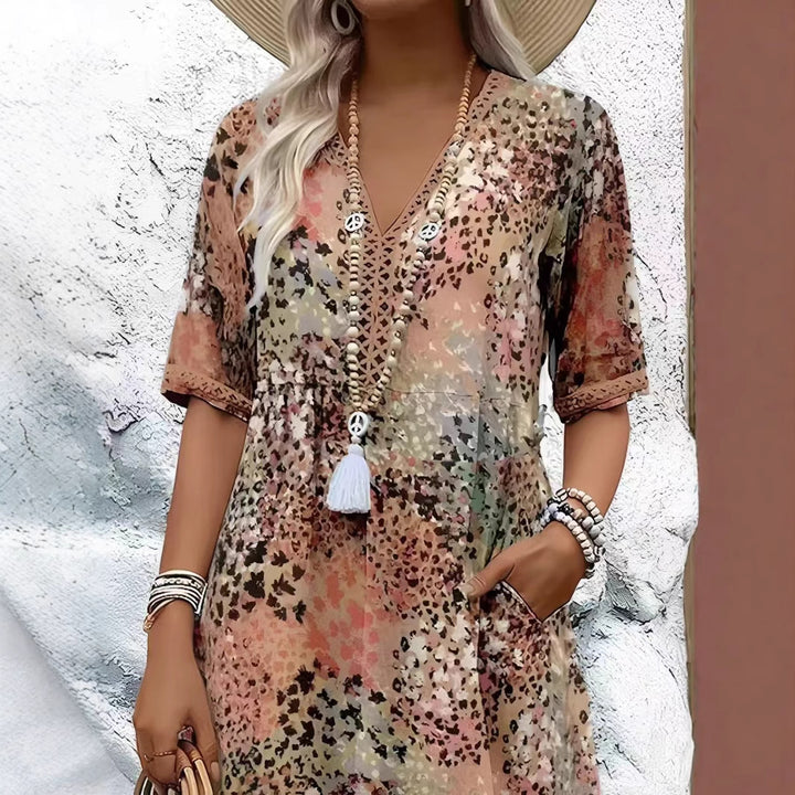 Casual midi dress for women with side pockets Lune London