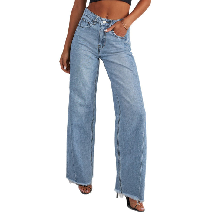 Loose fit women's jeans with frayed hems Lune London