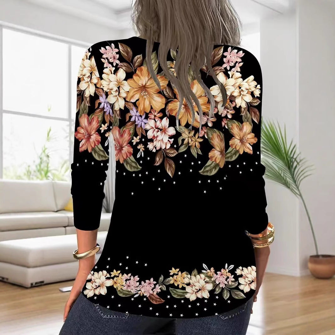 Women's blouse with floral print and zipper Lune London