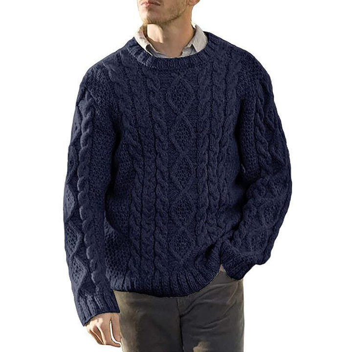 Men's Chunky Knit Pullover with Classic Cable Pattern Lune London