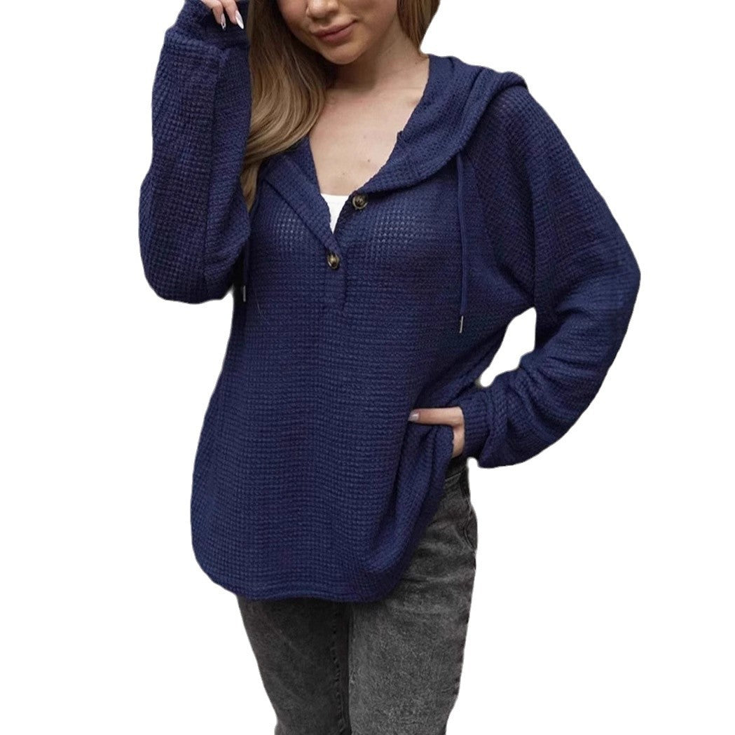 Casual hoodie for women with textured design and button details Lune London