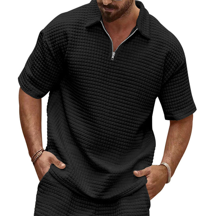 Men's Short Sleeve Polo Shirt in Structured Fabric Lune London