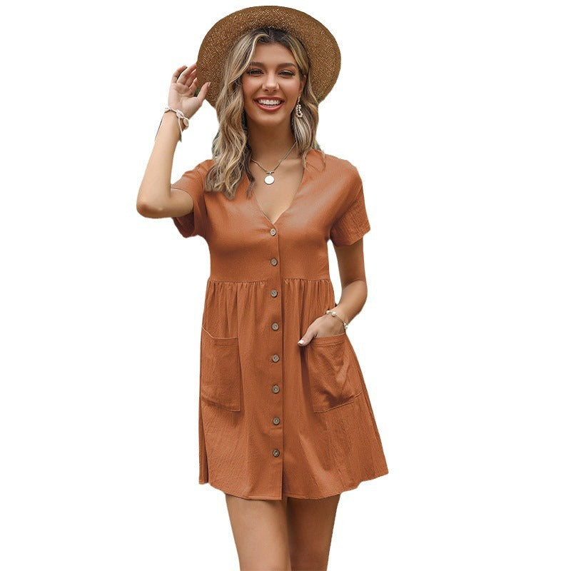 Short sleeve shirt dress for women with functional pockets Lune London