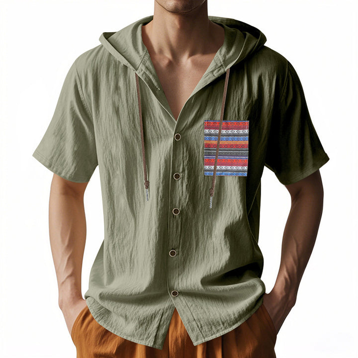 Casual short sleeve shirt for men with hood and colorful pattern Lune London