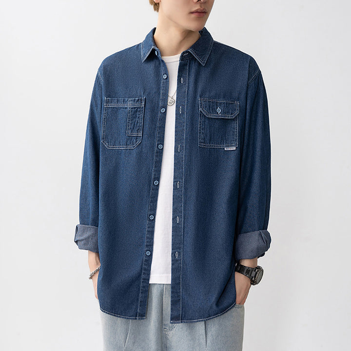 Casual denim shirt for men with flap pockets Lune London