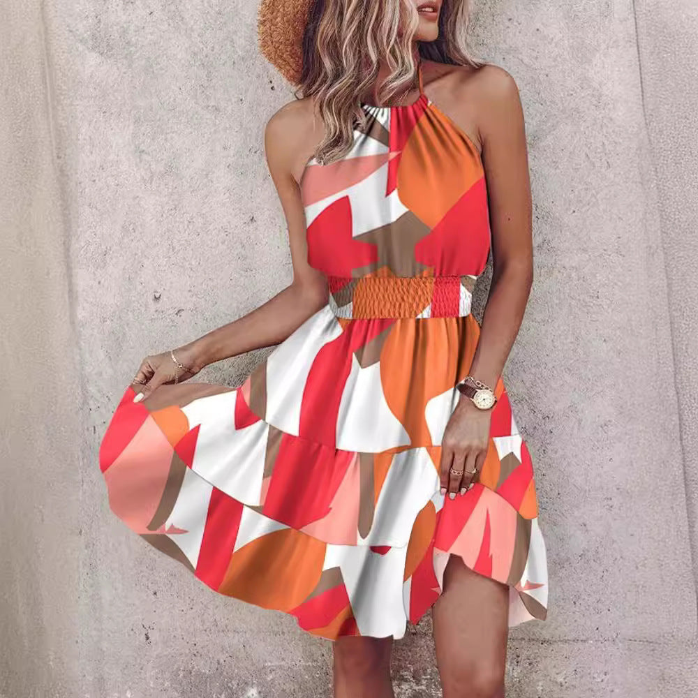 Vibrant halter beach dress Lune London for women