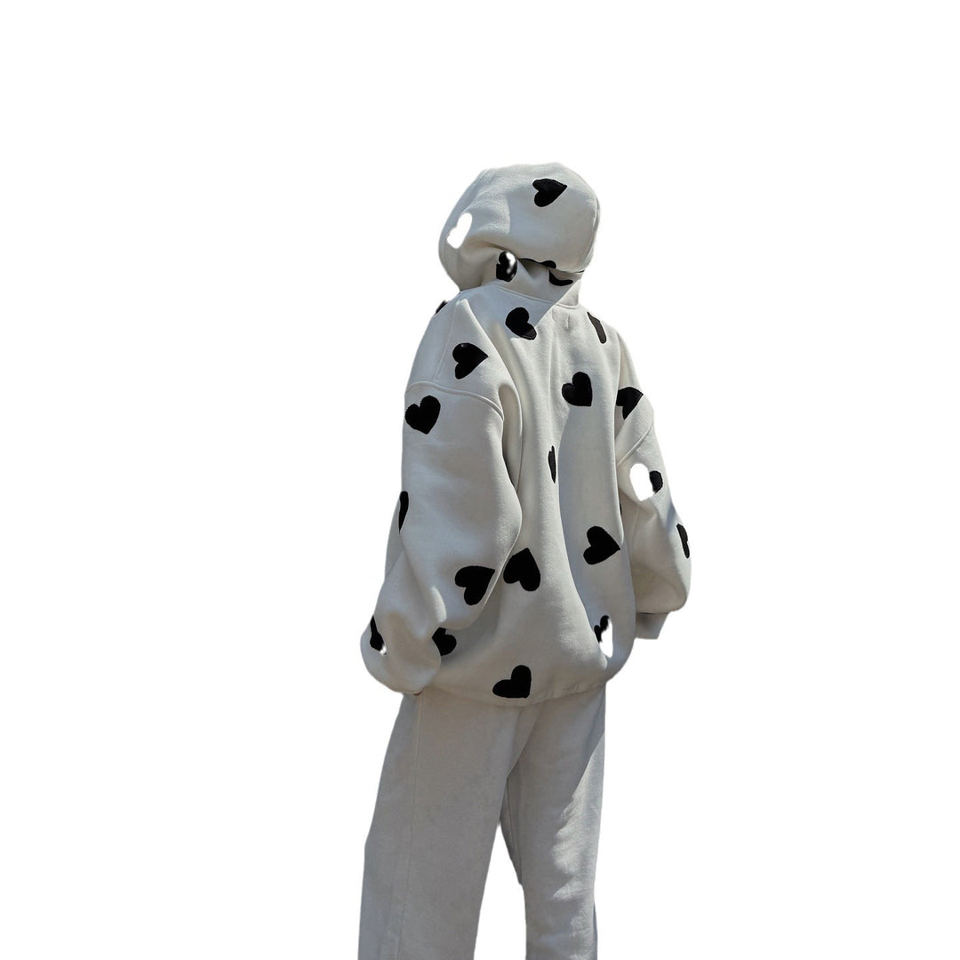 Women's hoodie with creative heart pattern and oversized relaxed fit Lune London