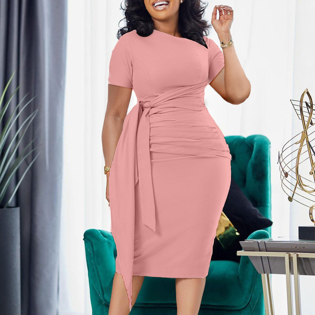 Elegant side-tie fitted wrap dress for ladies Lune London