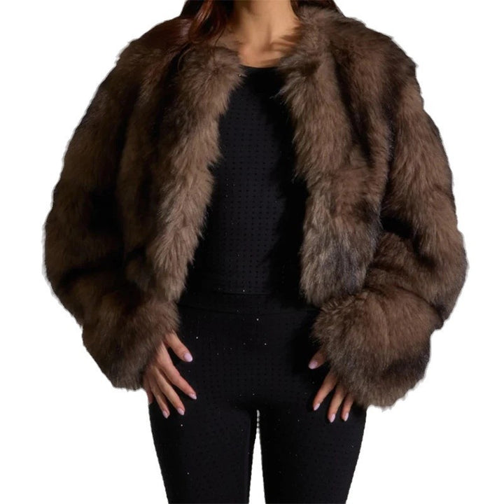 Faux fur jacket for women with long soft sleeves Lune London