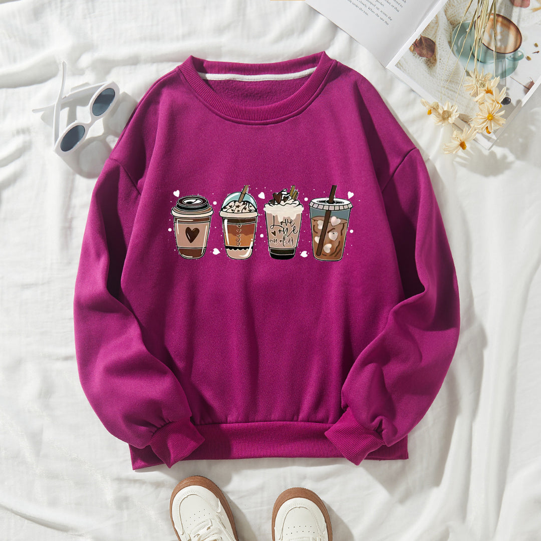 Women's Cozy Sweatshirt with Coffee Motif Chic & Stil