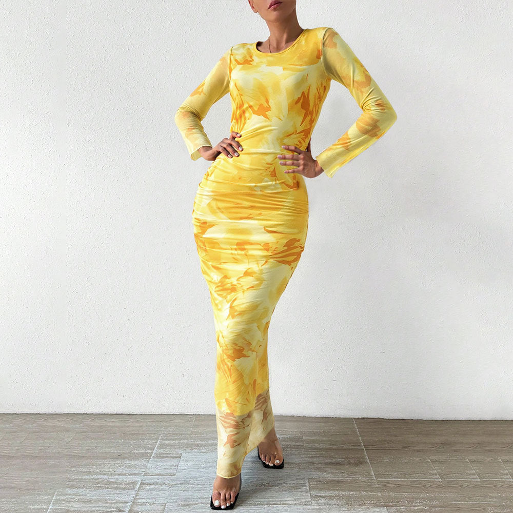 Elegant maxi dress for women with floral pattern and long cut Chic & Stil
