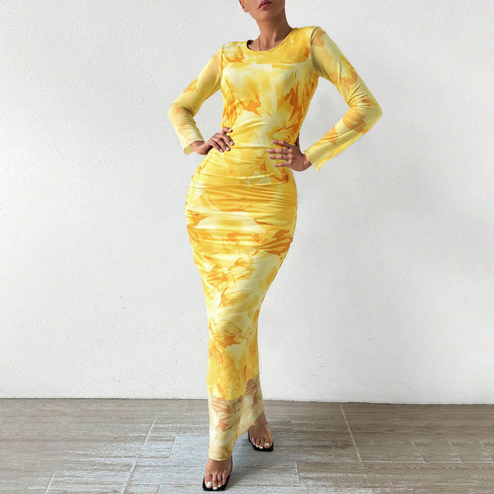 Elegant maxi dress for women with floral pattern and long cut Chic & Stil