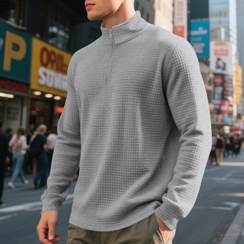 Functional pullover for men with half-zip and refined structured design Lune London
