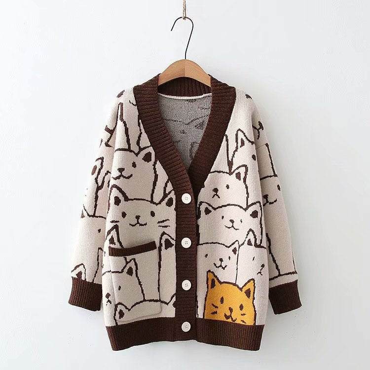 Lune London women's knitted jacket with cat pattern