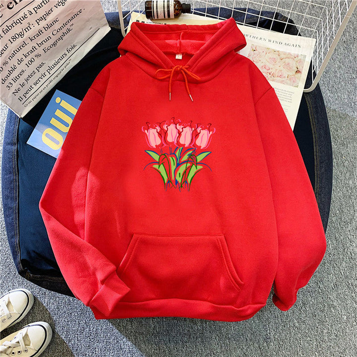 Women's hoodie with floral tulip motif Chic & Stil