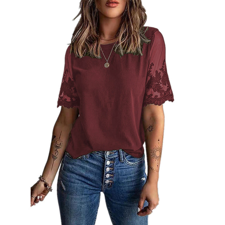 Ladies elegant T-shirt with lace on the sleeves Lune London
