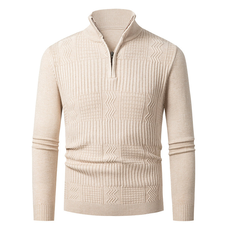 Men's knit sweater with modern zipper and textured surface Lune London