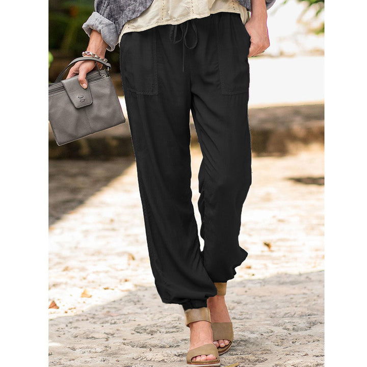 Ladies Comfortable Summer Pants with Elastic Waist and Practical Pockets Lune London