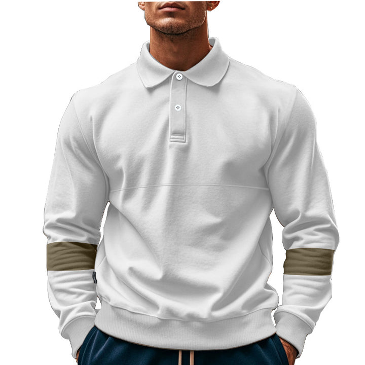 Long sleeve sweater for men with polo style details and contrasting cuffs Lune London