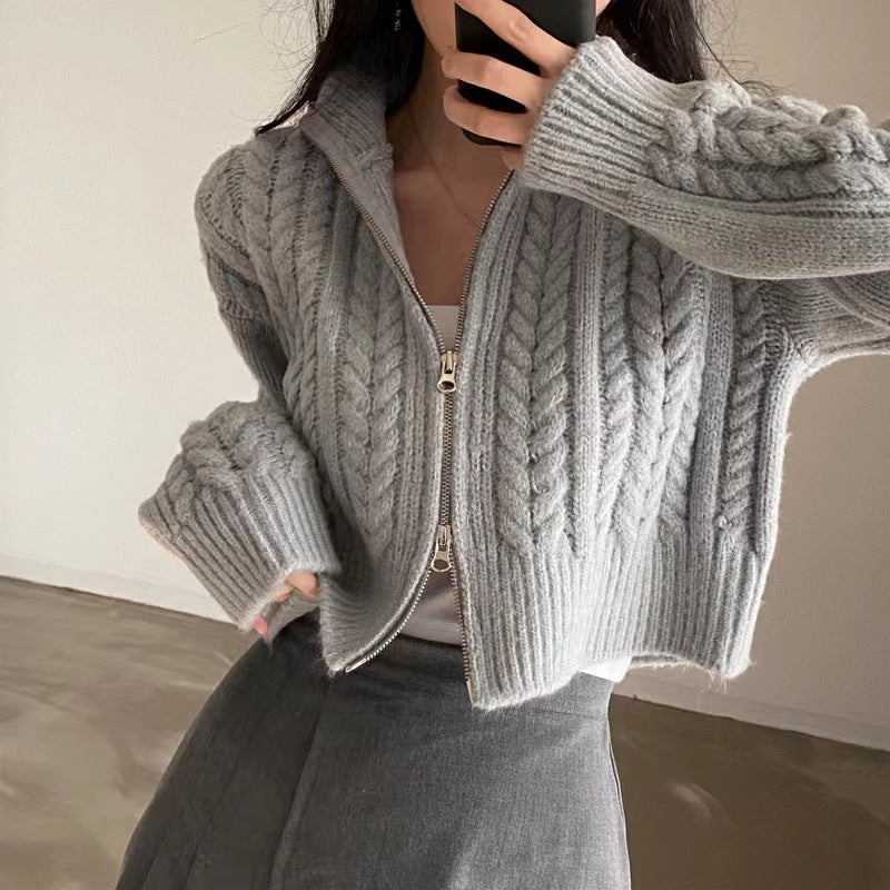 Ladies cardigan with high-quality zipper Lune London