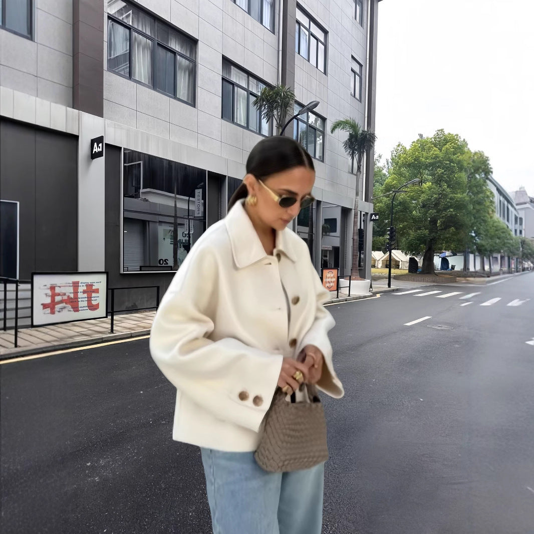 Fashionable short jacket for ladies with elegant button details Lune London