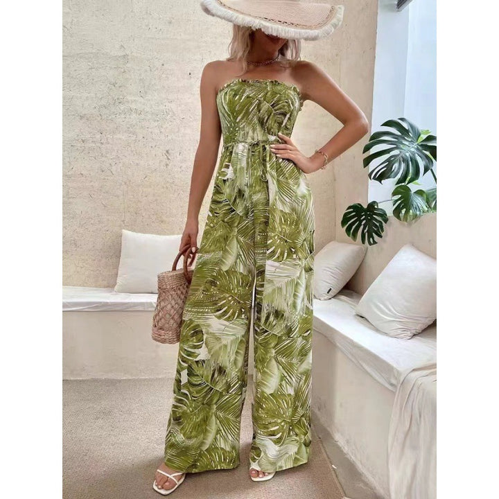 Lady Strapless Floral Wide Leg Jumpsuit Lune London
