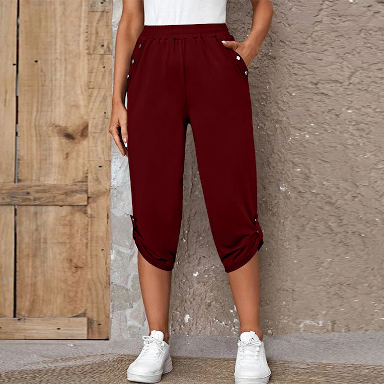 Comfortable culotte pants for ladies with decorative button details Lune London