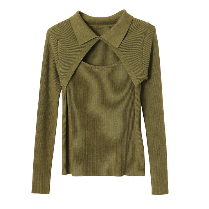 Ladies fashionable long sleeve shirt with refined neck Chic & Stil