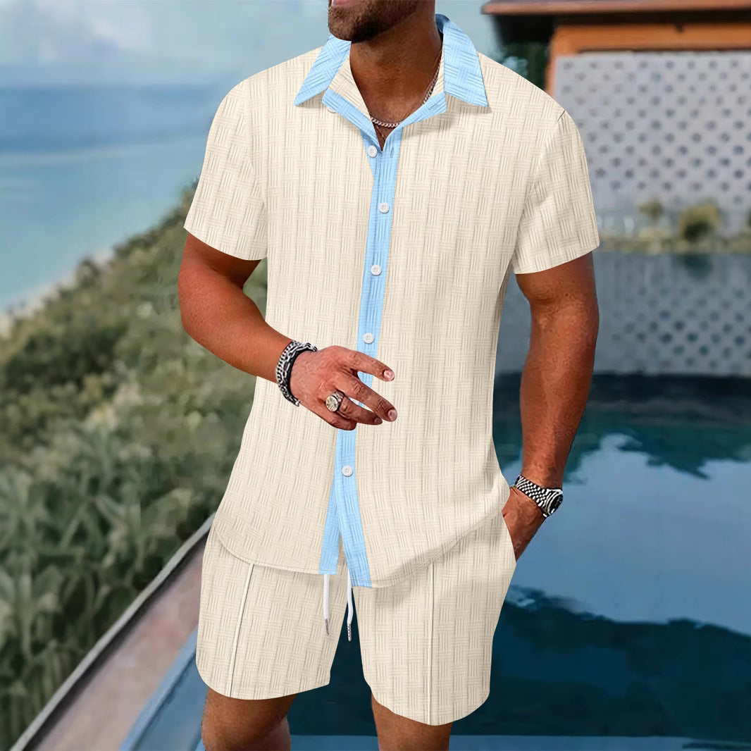 Leisure shirt for men with button placket and set of shorts Lune London