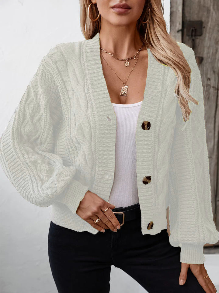Ladies Chunky Knit Cardigan with Chic and Stylish Drehknöpfen Buttons
