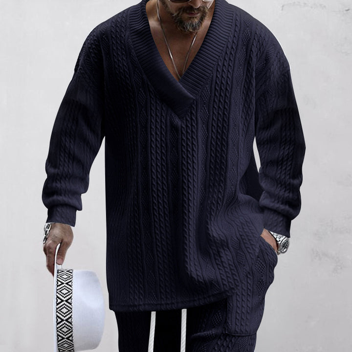 Men's knit sweater with V-neck from Lune London