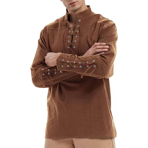 Men's long sleeve shirt with trendy laces and contrasting seams Lune London
